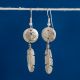 Button Feather Earrings