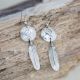Button Feather Earrings