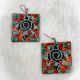 Green & Rust Colored Mosiac Turtle Earrings