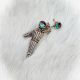 Cone Earrings Inlaid Stone & Sterling Silver