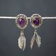 Double Feather Sapphire Earrings