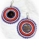 Orange & Blue Round Medallion Earrings with Mirros