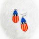 Blue & Orange Wood Painted Earrings