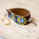Leather Painted Braceket with Feather Charm