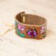 Leathe Painted Bracelet with Flowers