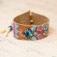 Leather Painted Bracelet with Teal Jewels