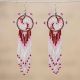 Beaded Pink, White, and Red Dream Catcher Earrings