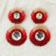 Beaded Dangle Double Medalliion Earrings in Red