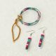 Quill Bracelet and Earring Set in Dark Blue