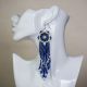 Beaded Dream Catcher Earrings of Blue, Black, & White