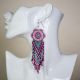Beaded Dream Catcher Earrings of Hot Pink, Light Blue, Black