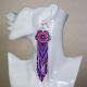 Beaded Dream Catcher Earrings of Pink and Navy Blue