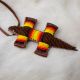 Leather Lizard Amulet with Yellow, Orange, and Red Beads