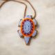 Leather Turtle Amulet with Lavendar, Tan, and Orange Beads