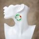 Earrings Quill Circle Grn/Wht