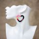 Quill Earrings Pink and Black Hearts