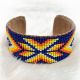 Navy, Yellow & Orange Beaded Cuff Bracelet