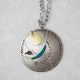 Abstract Eagle & Sun Silver Necklace