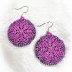 Bright Pink Beaded Medallion Style Earrings