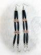 Black & White 3 Tier Earrings of Beads & Hide