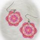 Dream Catcher Peachy Orange, Light Pink & Light Purple Beaded Earrings