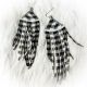 Earrings Bead/Fringe Grey/Blk