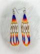 Loop Earrings with Bone & Blue, Red, Yellow, Orange Beads