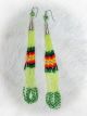 Long Loop Beaded  Earrings in Light & Dark Green
