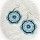 Dream Catcher Sky Blue, Black & White Beaded Earrings