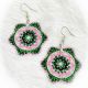 Dream Catcher Lots of Green, Black & Pink Beaded Earrings