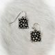 Square Silver Earrings with Dot Design