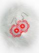 Dream Catcher Orange, Pink & White Beaded Earrings