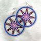 Purple & Denium Large round Dream Catcher Earrings