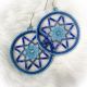 Large Round Dream Catcher Earrings in Blue