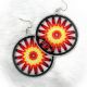 Red & Black Large Round Dream Catcher Earrings