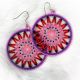 Red, Purple & Pink Large Round Dream Catcher Earrings