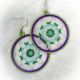Green & Purple Large Round Dream Catcher Earrings