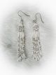 Silver & White Fringe Beaded Earrings