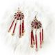 Earrings Red Beaded Center