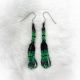 Beaded Earrings 3 Loops of Green & Black