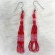 Beaded Earrings 3 Loops of Red & Light Pink