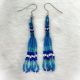 Beaded Earrings 3 Loops of Blues & White