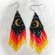 Beaded Earrings Black w/ Gold Moon
