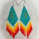 Beaded Earrings Aqua w/ Gold Moon