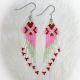 Beaded Earrings Pink& Red Triangle with Fringe