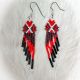 Beaded Earrings Red & Black Triangle with Fringe