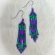 Beaded Earrings Purple & Emerald Green