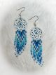 Beaded Dream Catcher Earrings of White & Blues