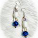 Blue, White & Clear Beaded Earrings