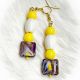 Yellow, White & Iridescent Beaded Earrings
